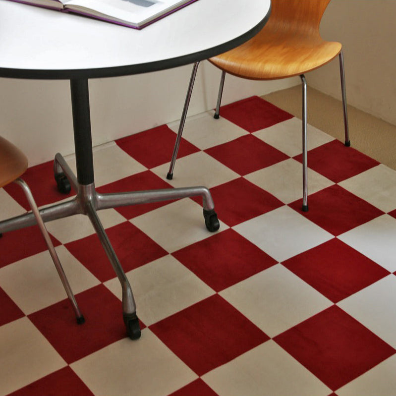 ビッグチェッカーボードレッドラグ｜洗えるラグ