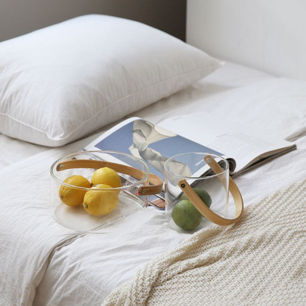 ガラス × ウッドハンドル バスケット（2種）