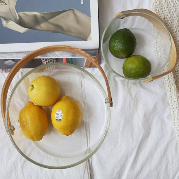 ガラス × ウッドハンドル バスケット（2種）