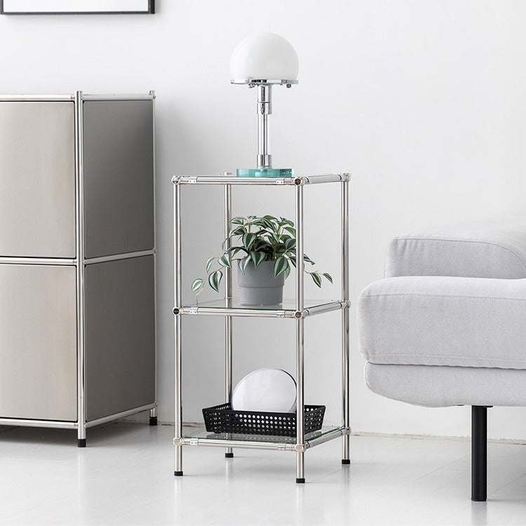 SIMPLIE 3段ガラスサイドテーブル 300645｜MK303