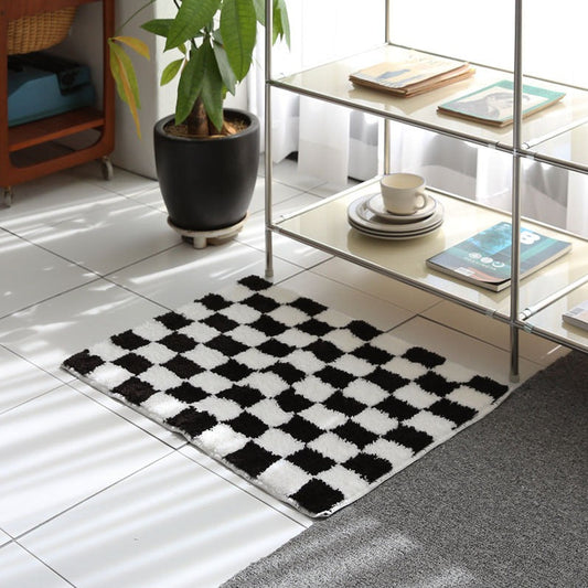 チェックタフティングマット｜ ブラック