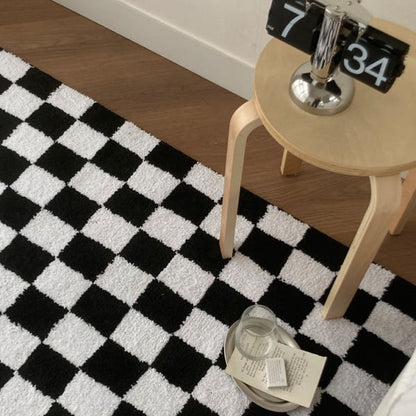 イーテンタフティングチェッカーボードラグ｜洗えるラグ