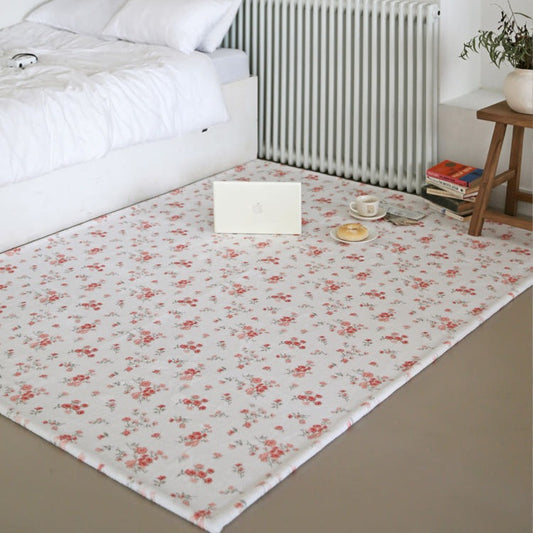 ブラシフローラルラグ｜洗えるラグ
