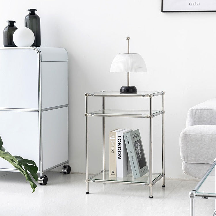 SIMPLIE 3段ガラスサイドテーブル 400575｜MK288