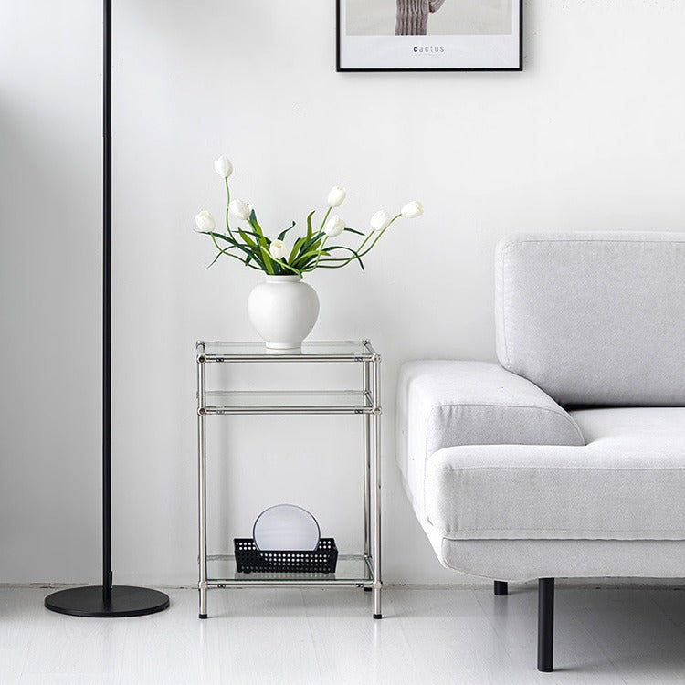 SIMPLIE 3段ガラスサイドテーブル 400575｜MK288