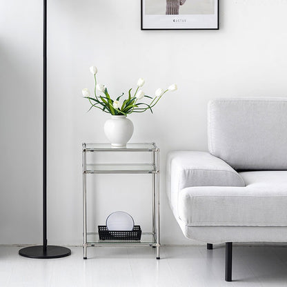 SIMPLIE 3段ガラスサイドテーブル 400575｜MK288