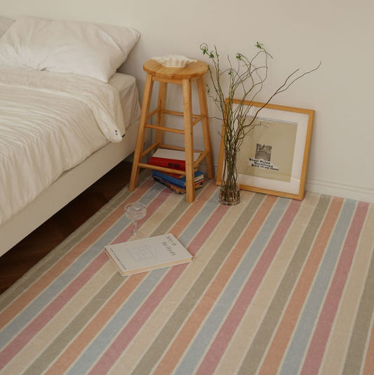 パステルストライプリビングラグ｜洗えるラグ